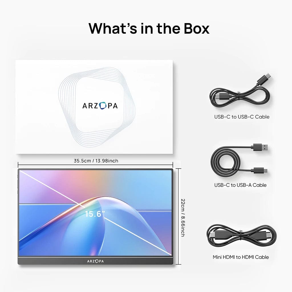 Arzopa A1T 15.6 inch 60Hz Full HD IPS Type C Portable Touchscreen Monitor