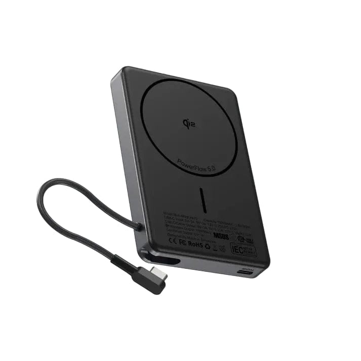 Mazer MagLink70 10,000 mAh Qi2 Certified 15W PD30W Magnetic Wireless Power Bank with Built in USB-C Cable (CCC Certified)