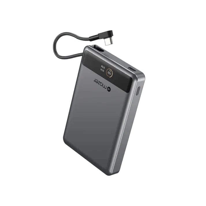 Mazer MagLink70 10,000 mAh Qi2 Certified 15W PD30W Magnetic Wireless Power Bank with Built in USB-C Cable (CCC Certified)