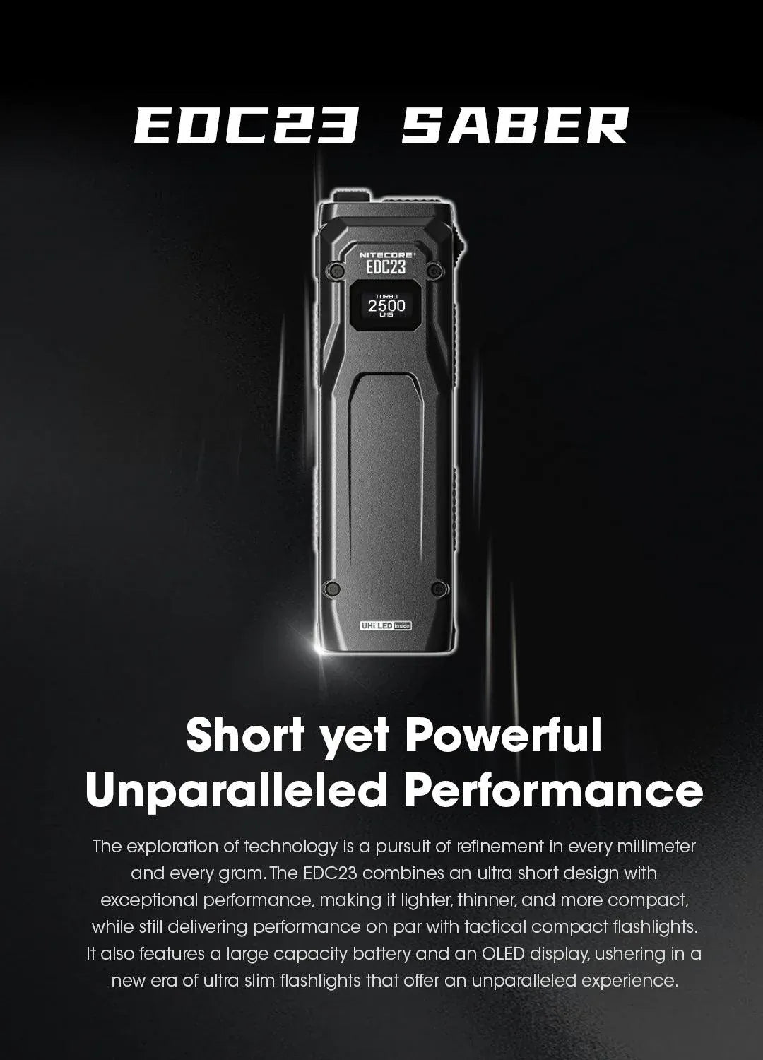 Nitecore EDC23 2500 Lumens USB-C Rechargeable Ultra-Slim EDC Flashlight