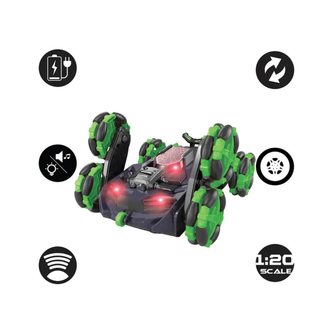 Lexibook RC45 Crosslander Flip 6 Wheels 360° Stunts Remote Control Car with Light & Sound Effects