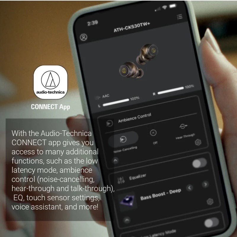 Audio-Technica ATH-CKS50TW2 True Wireless Earbuds With ANC