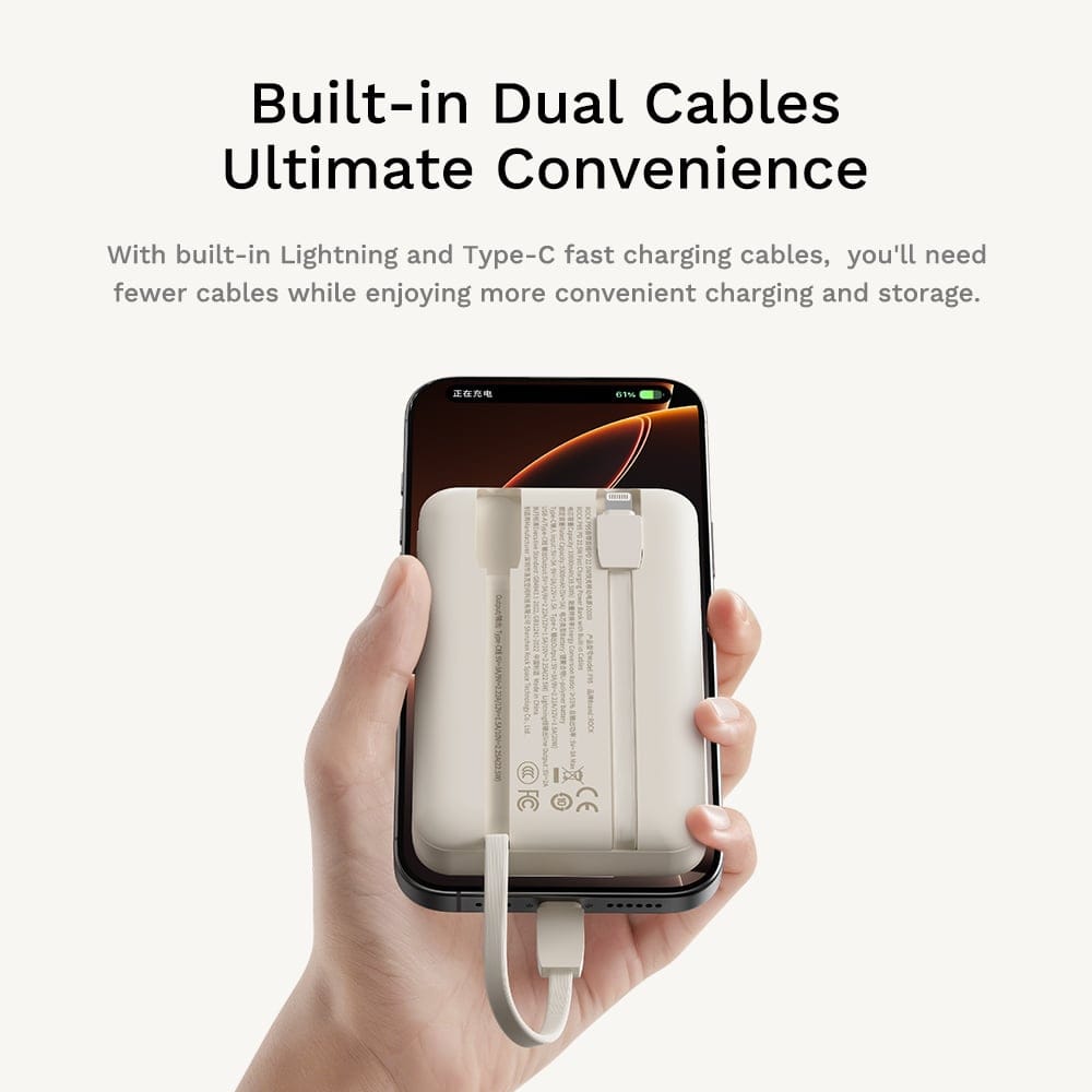 ROCK P99 PD 22.5W Fast Charging Power Bank with Built-in Cables (20000mAh)