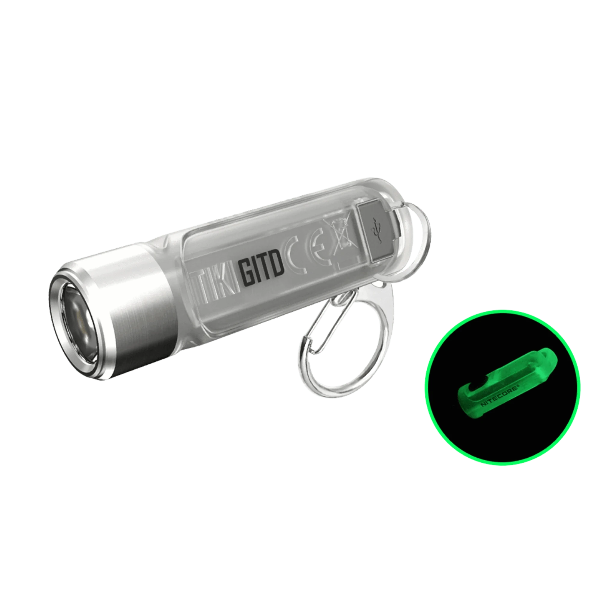 Nitecore TIKI 300 Lumen USB-C Rechargeable Glow In The Dark Keychain Flashlight