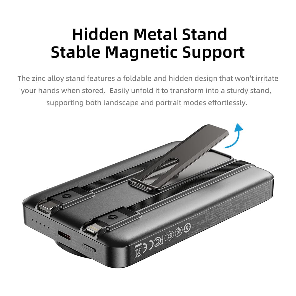 ROCK P50 5in1 PD20W Magnetic Holder Fast Charging Power Bank with Cables (10000mAh)