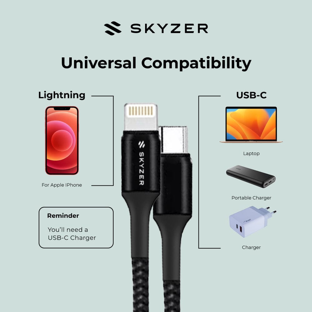 Skyzer AC532 PD27W Premium Lightning To USB-C Cable