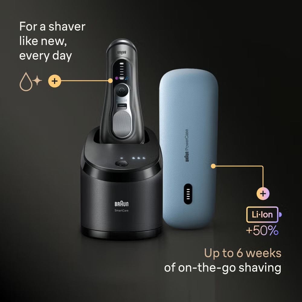 Braun 9675cc Series 9 Pro+ Electric Shaver with Cleaning Kit & Power Case