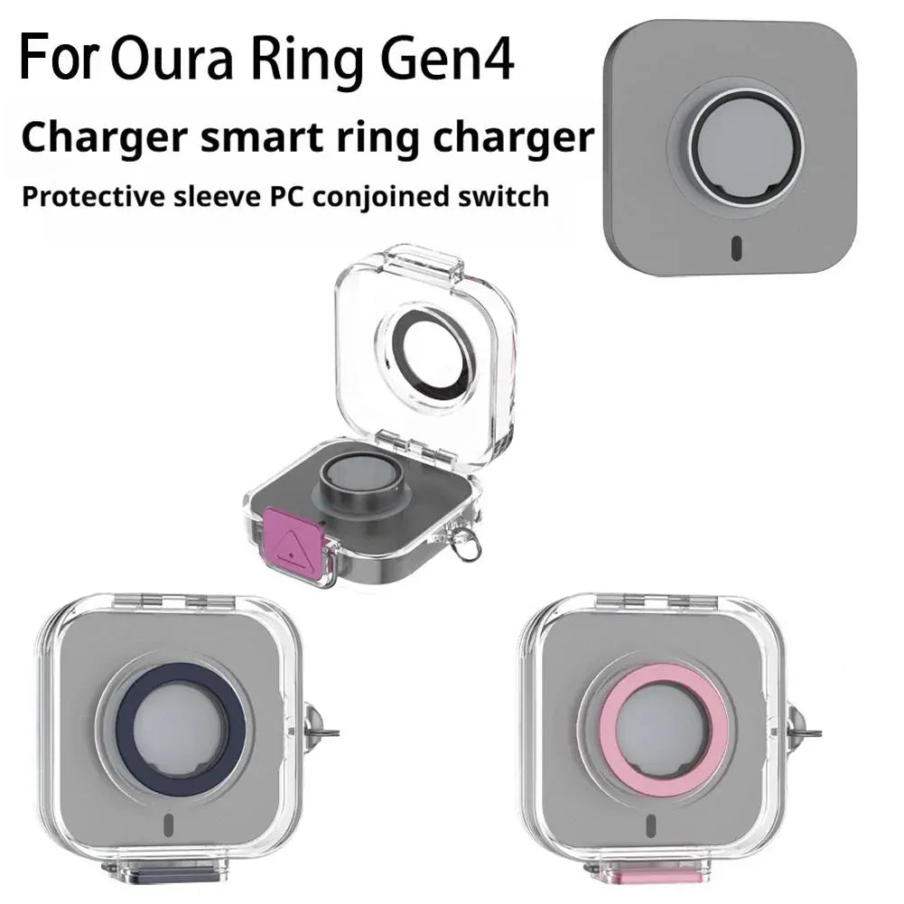 Protective Hard Case with Charging Port Cutout for ŌURA Ring 4 Charging Dock