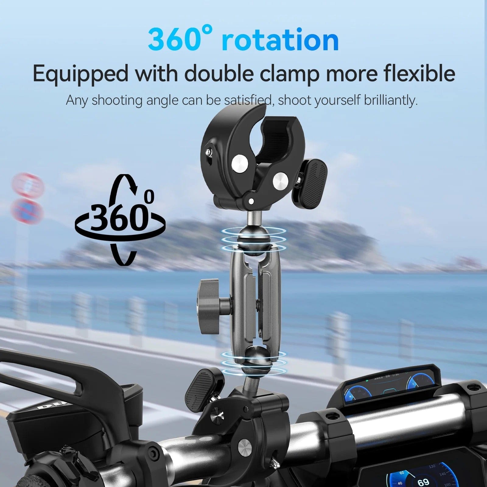 Telesin Double-headed Crab Clamp Bike/Moto Pipe Clamp