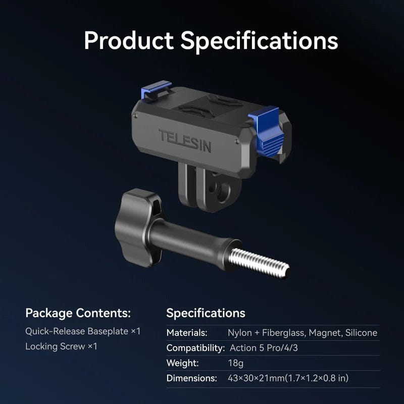 Telesin Quick Release Magnetic Mount Adapter for DJI Action 3/ 4/ 5 Pro