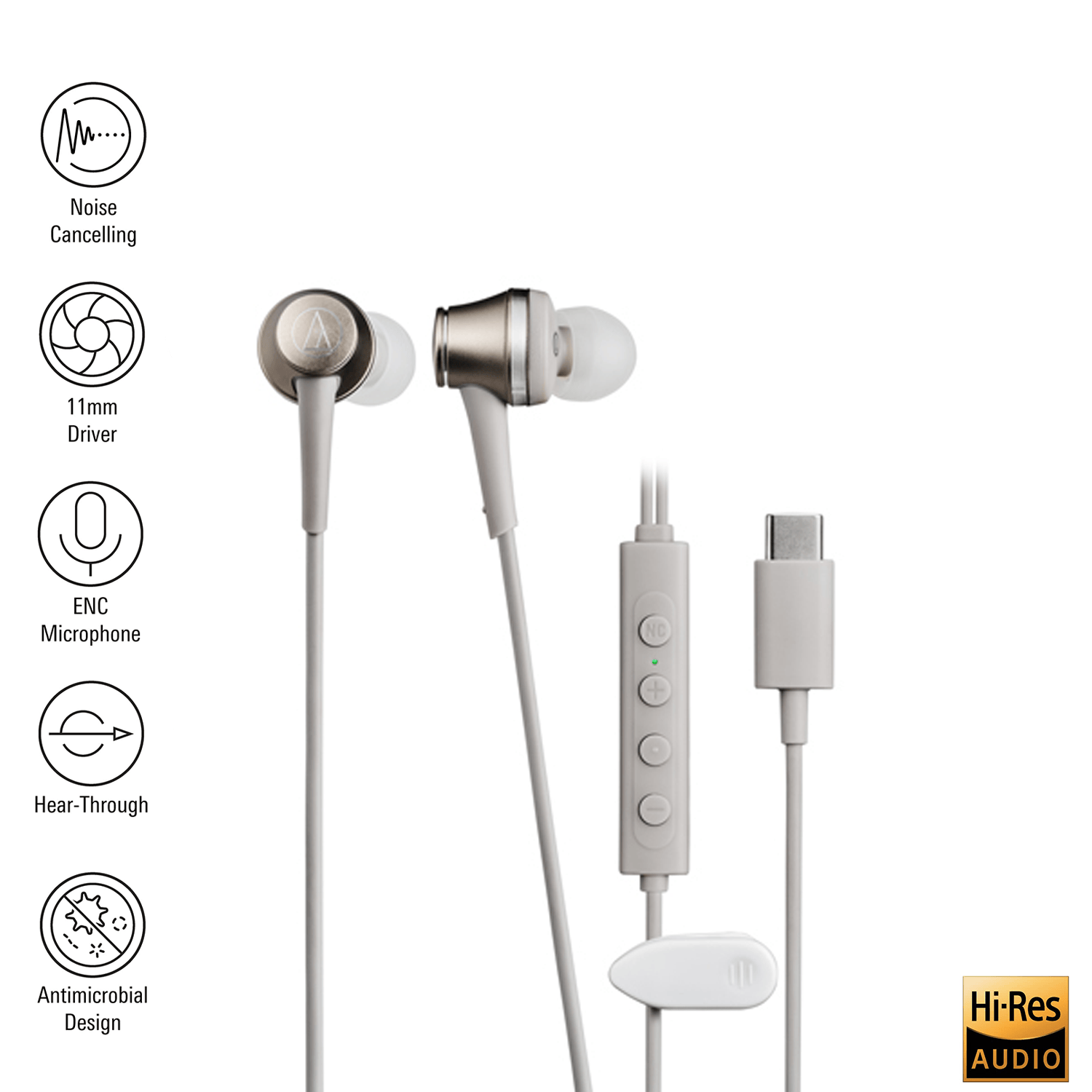 Audio-Technica ATH-CKD7NC Noise Cancelling In-Ear Headphones with USB Type-C Connector