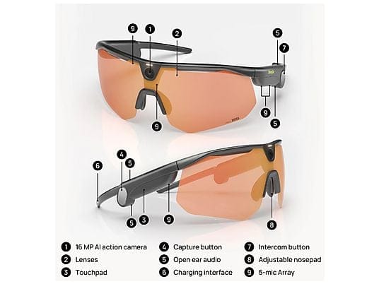 BleeqUp Ranger AI Sports Camera Glasses - Standard Lens