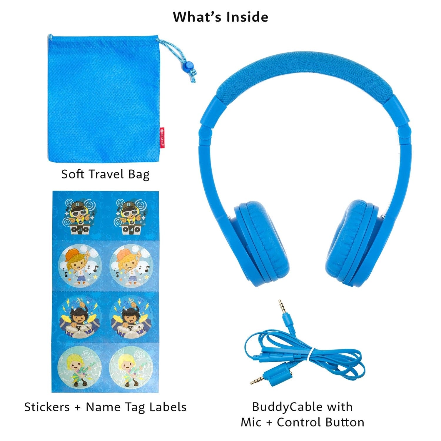 BuddyPhones Explore+ Wired Inline Mic Headphones