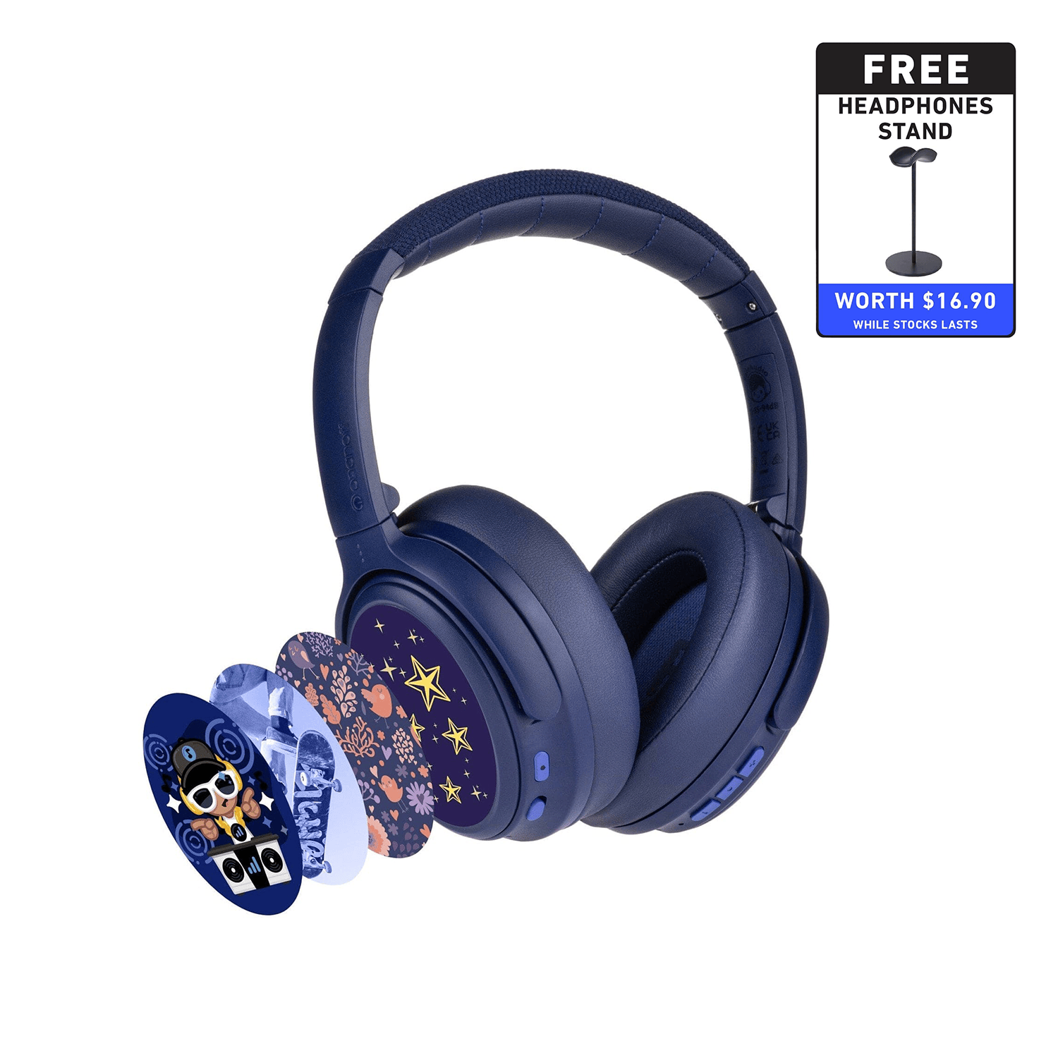 Buddyphones Cosmos Fun Hybrid Anc Headphone With Stickers