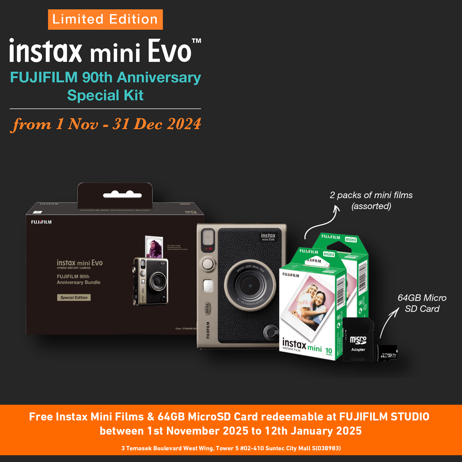 FUJIFILM instax mini Evo 90th チタニウムゴールド Fujifilm FUJIFILM instax mini Evo 90th チタニウムゴールド Fujifilm