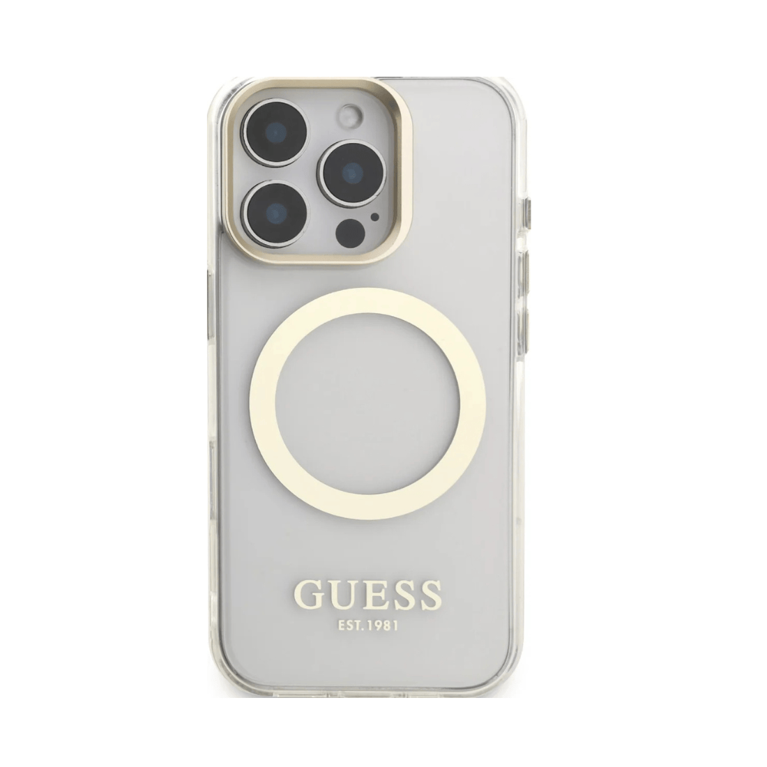 Guess IML Outline Stand Camera Frame MagSafe Case for iPhone 16 Pro
