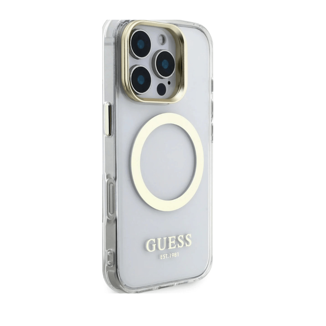 Guess IML Outline Stand Camera Frame MagSafe Case for iPhone 16 Pro