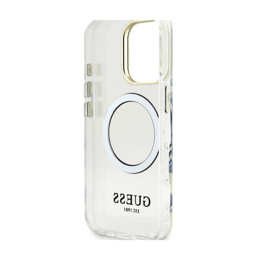 Guess IML Outline Stand Camera Frame MagSafe Case for iPhone 16 Pro