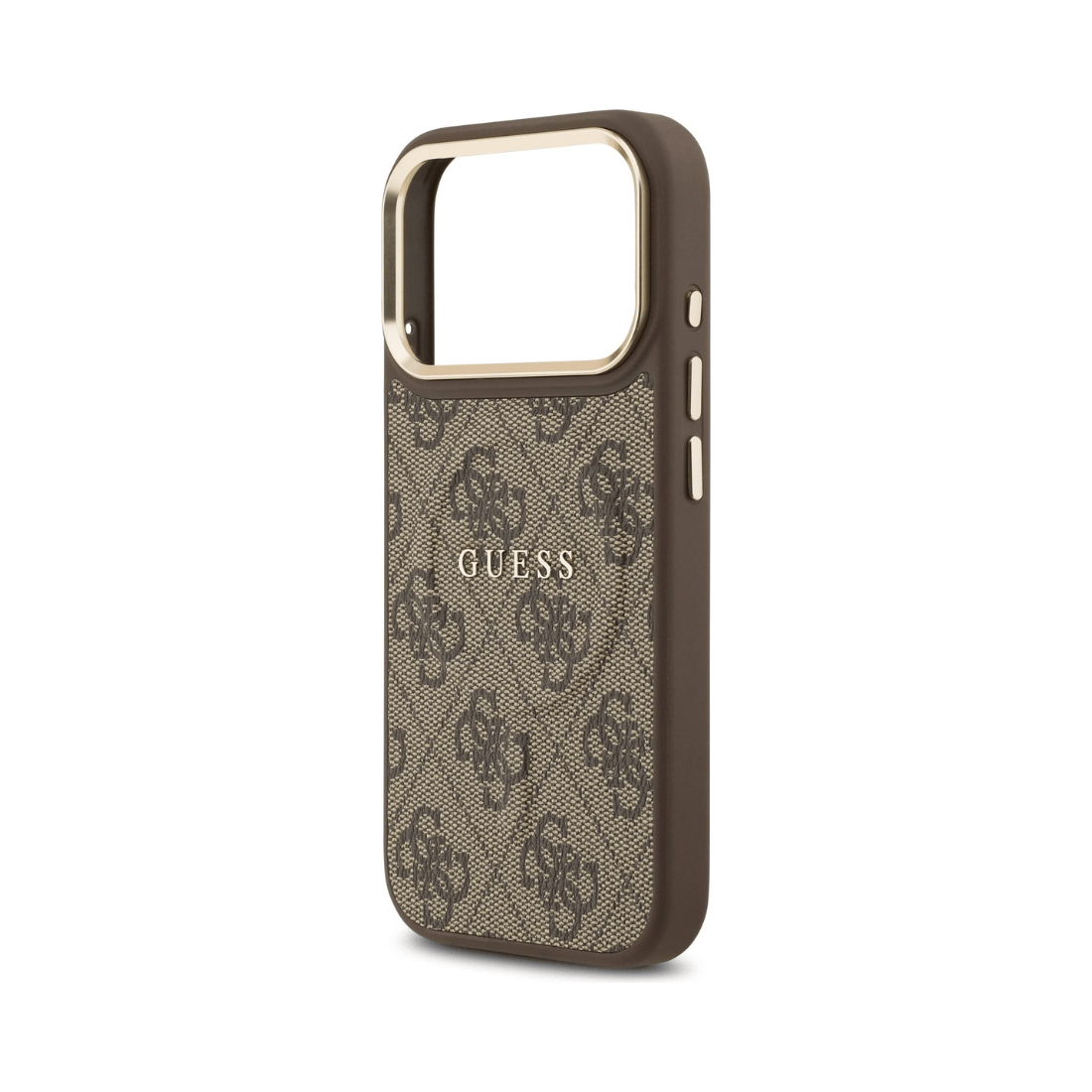 Guess Gold Frame 4G PU Leather MagSafe Case For iPhone 17 Pro