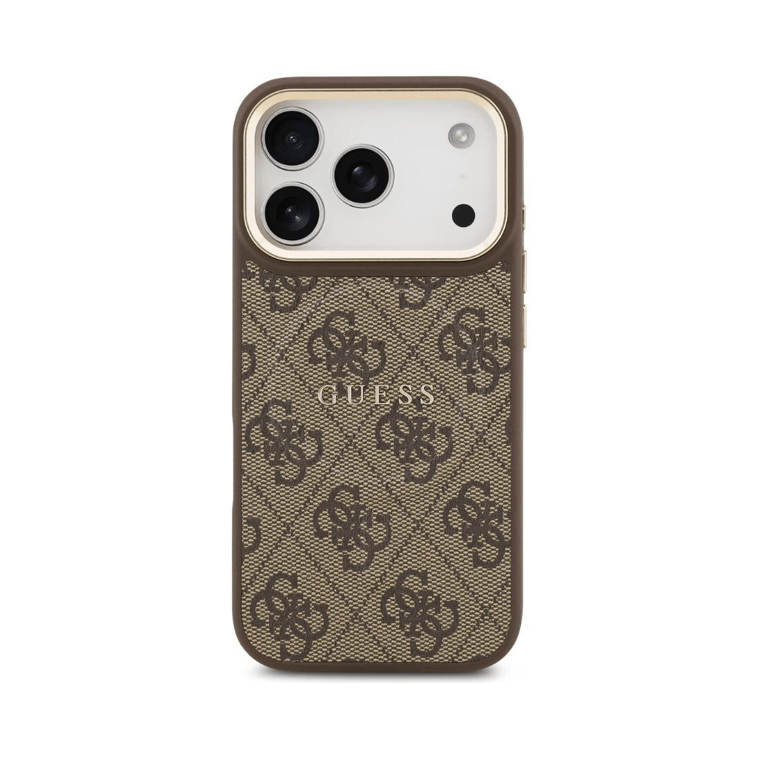 Guess Gold Frame 4G PU Leather MagSafe Case For iPhone 17 Pro