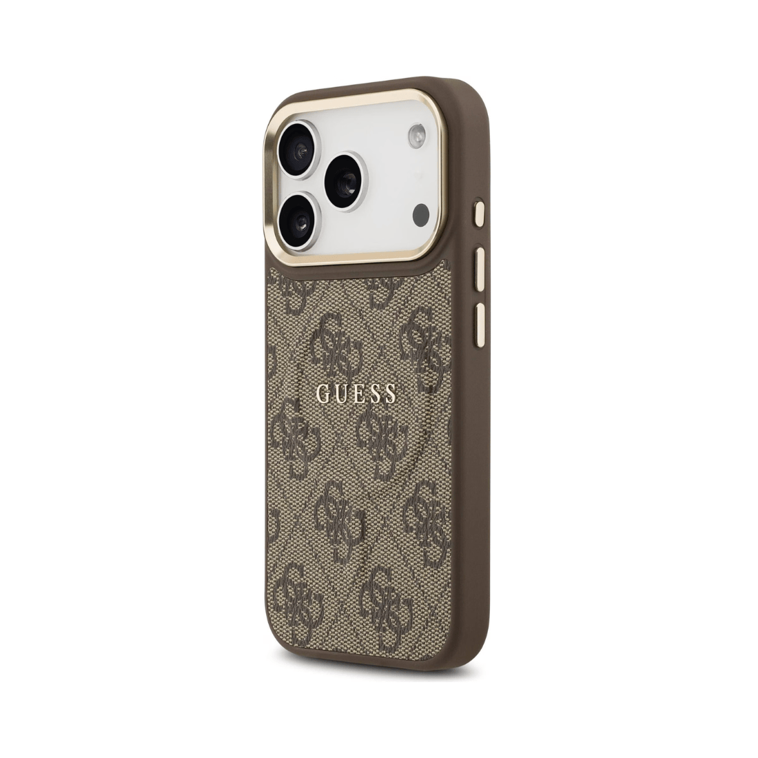 Guess Gold Frame 4G PU Leather MagSafe Case For iPhone 17 Pro