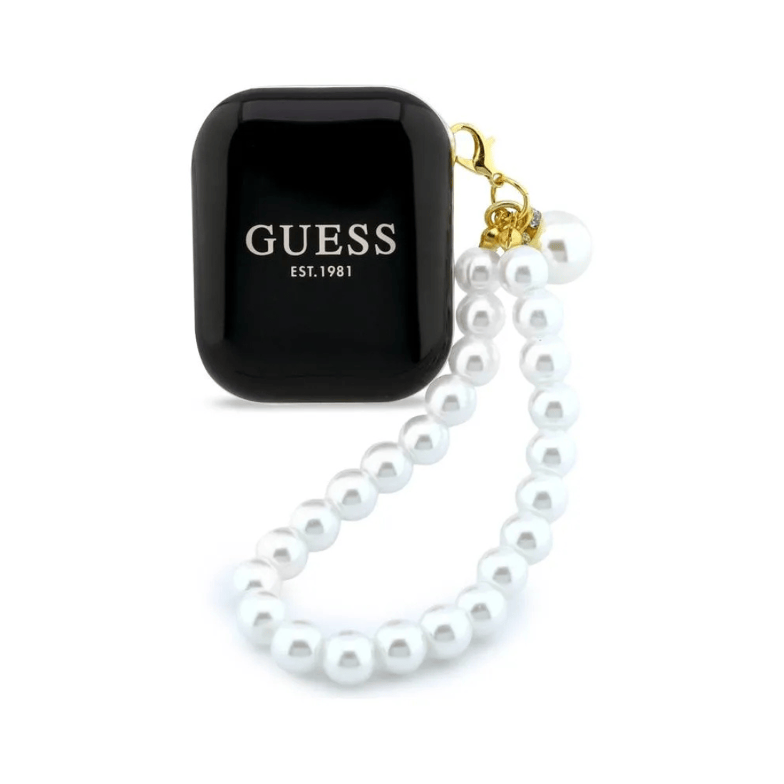 Guess True Wireless Earbuds Rectangle Printed Logo Case With Pearl Strap