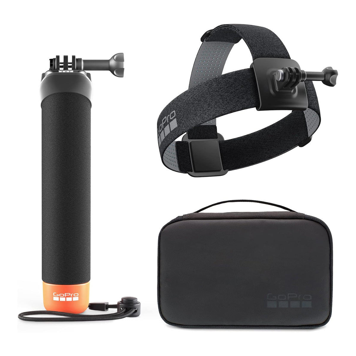 GoPro Adventure Kit 3.0 wth Head Strap 2.0 + Clip, The Handler (Floating Hand Grip) & Compact Case