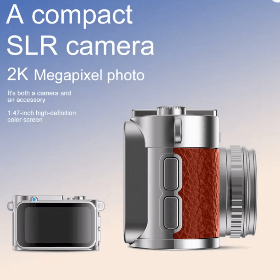 Mini Retro 1440P 2K Camera With 8GB MicroSD Card