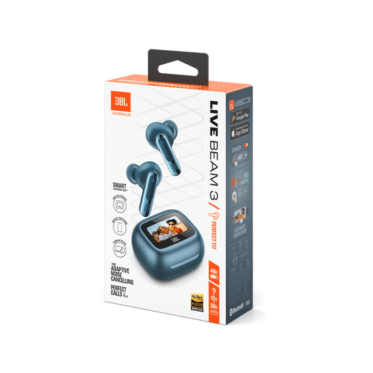 JBL Live Beam 3 True Wireless Noise-Cancelling Earbuds with Stick-Closed Design & Smart Charging Case