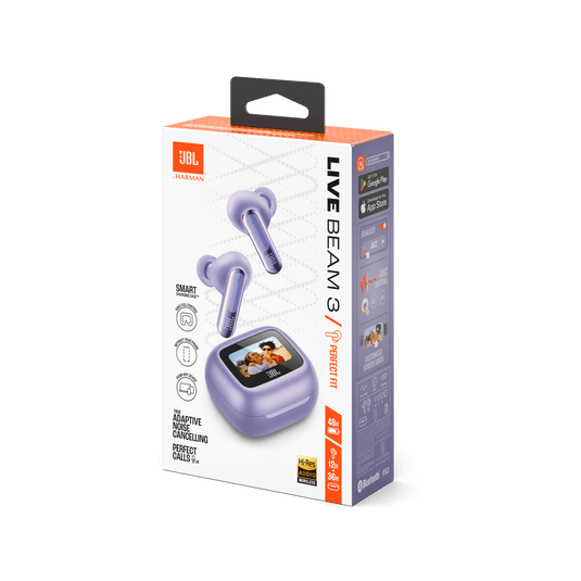 JBL Live Beam 3 True Wireless Noise-Cancelling Earbuds with Stick-Closed Design & Smart Charging Case