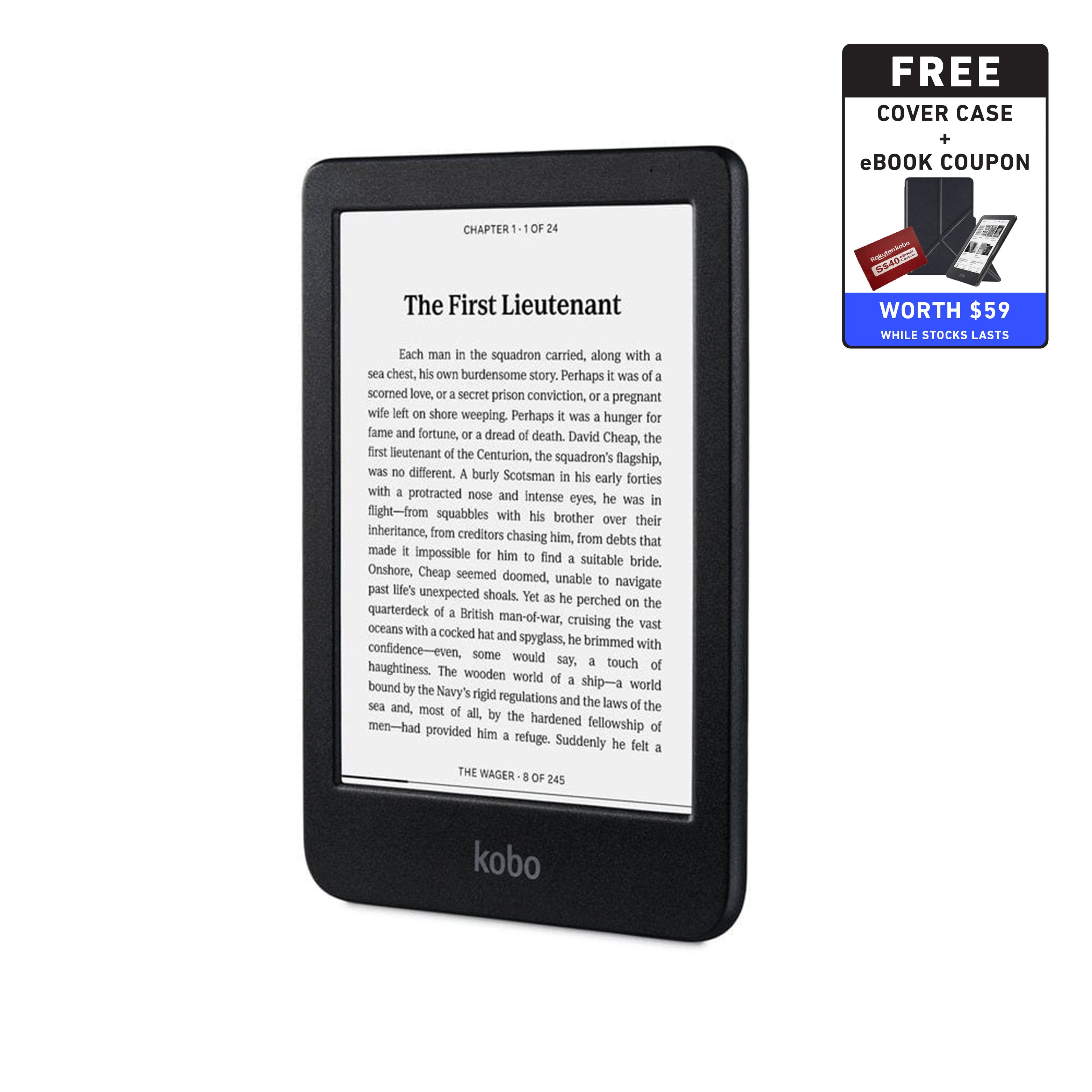 Kobo Clara BW Black & White 6" e-Reader with Glare-Free E Ink Carta 1,300 HD Touchscreen