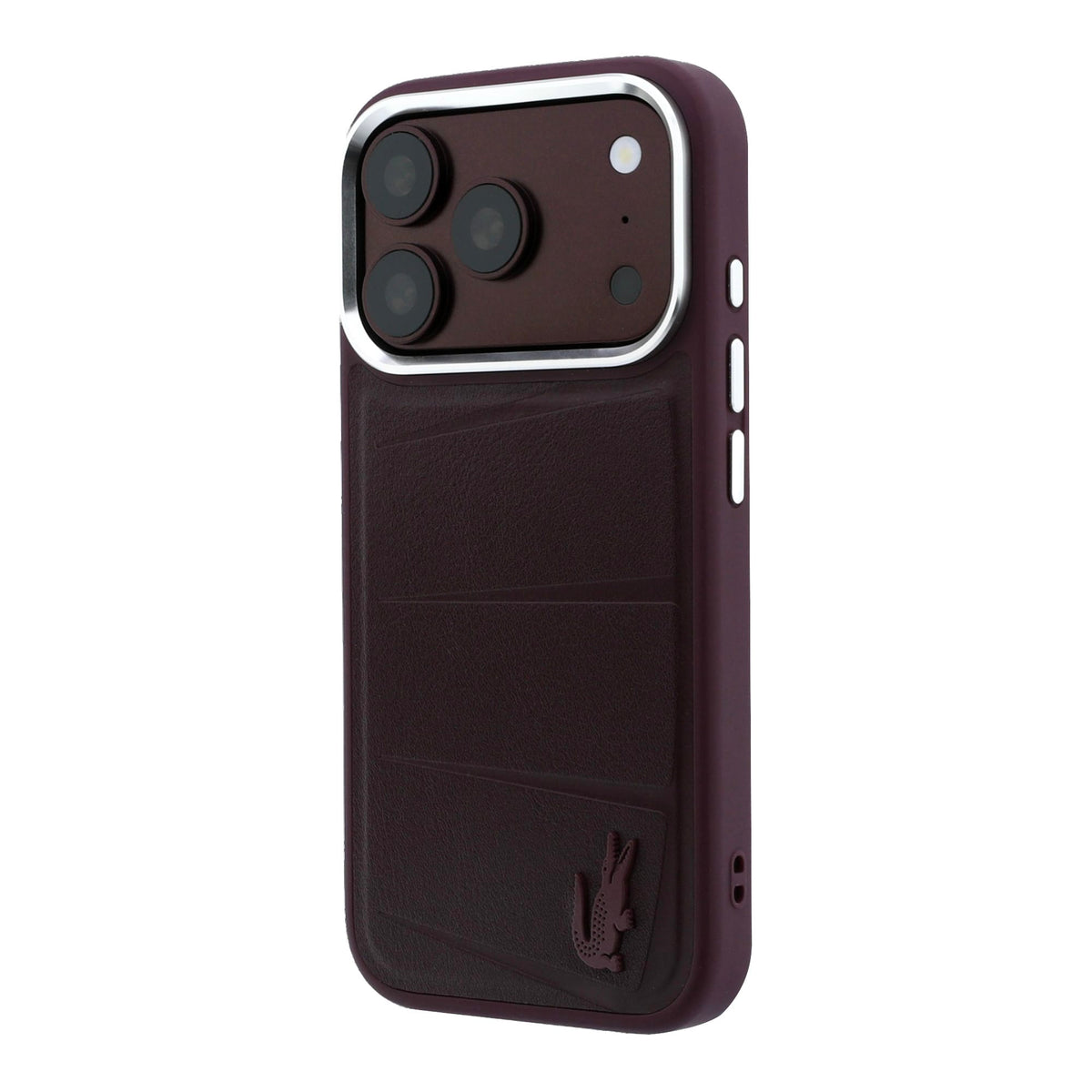 Lacoste PU Leather Lenglen Bordeaux MagSafe Case For iPhone 18 Pro