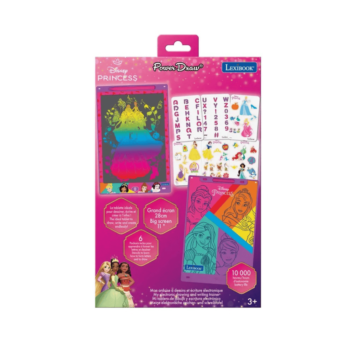 Lexibook CRT10 Series Educational Multicolor E-ink Drawing Tablet | 28cm With Stencils