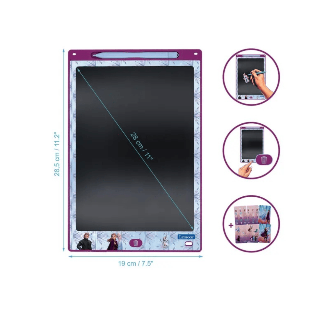 Lexibook CRT10 Series Educational Multicolor E-ink Drawing Tablet | 28cm With Stencils