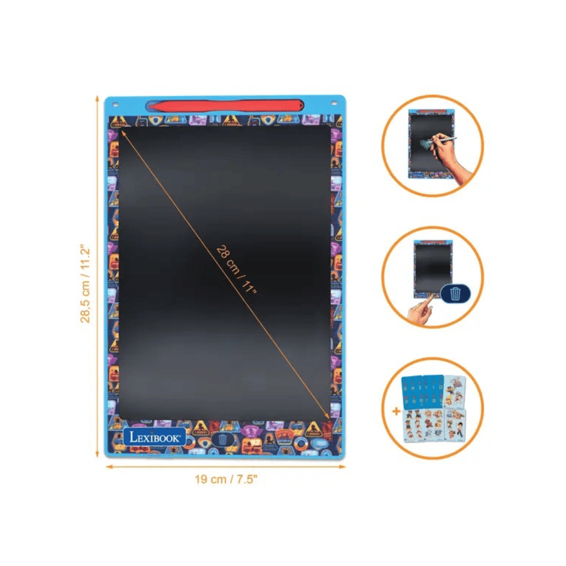 Lexibook CRT10 Series Educational Multicolor E-ink Drawing Tablet | 28cm With Stencils