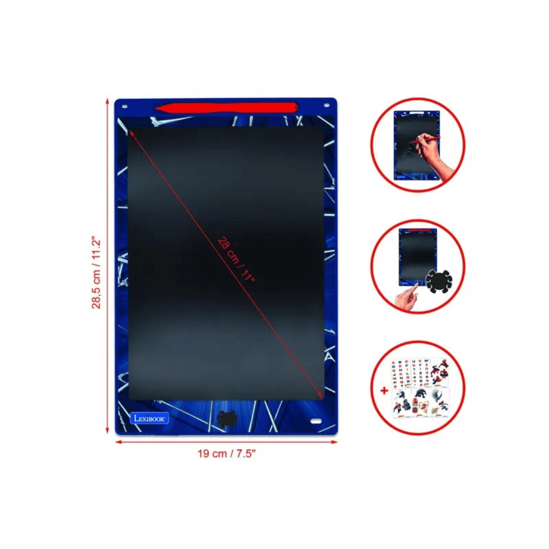 Lexibook CRT10 Series Educational Multicolor E-ink Drawing Tablet | 28cm With Stencils