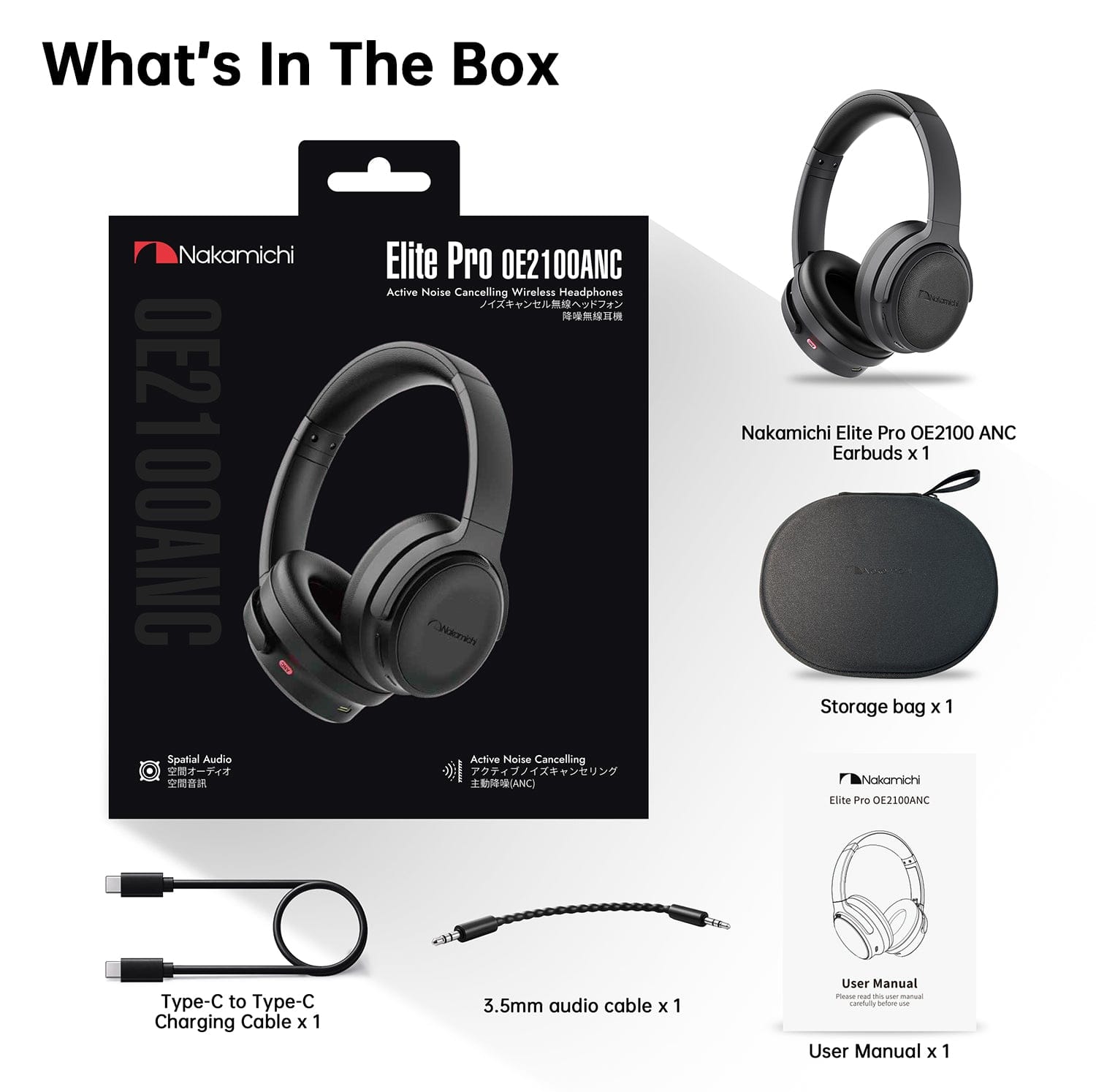 Nakamichi Elite Pro OE2100 ANC Wireless Headphones