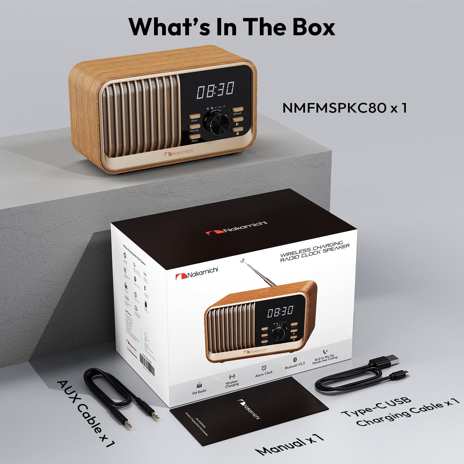 Nakamichi C80 Wireless Charging Radio Clock Speaker