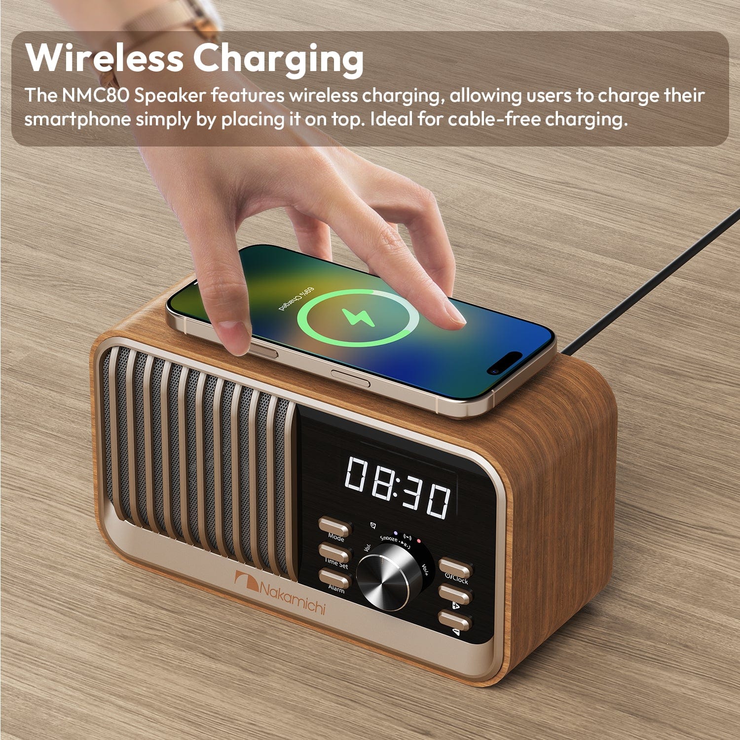 Nakamichi C80 Wireless Charging Radio Clock Speaker