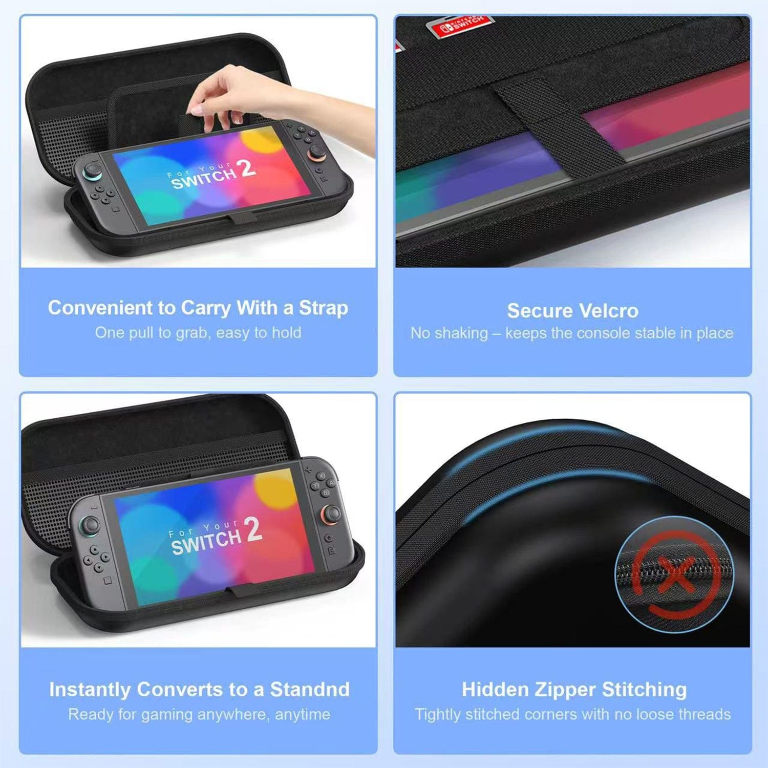 No Brand Carrying Case for Nintendo Switch 2 with Card Slots & Screen Protector