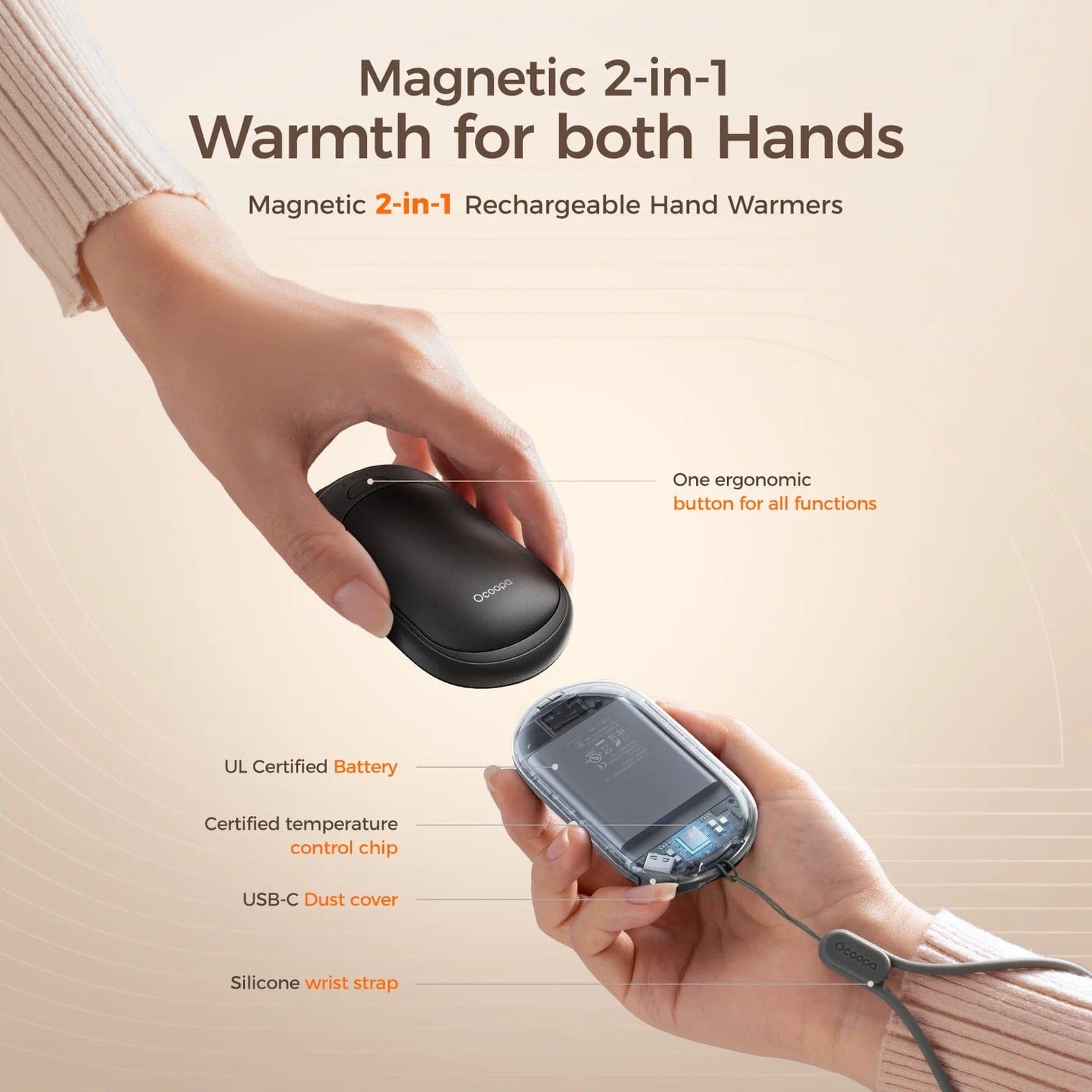 Ocoopa UT3 Lite Plus Magnetic Rechargeable Hand Warmer