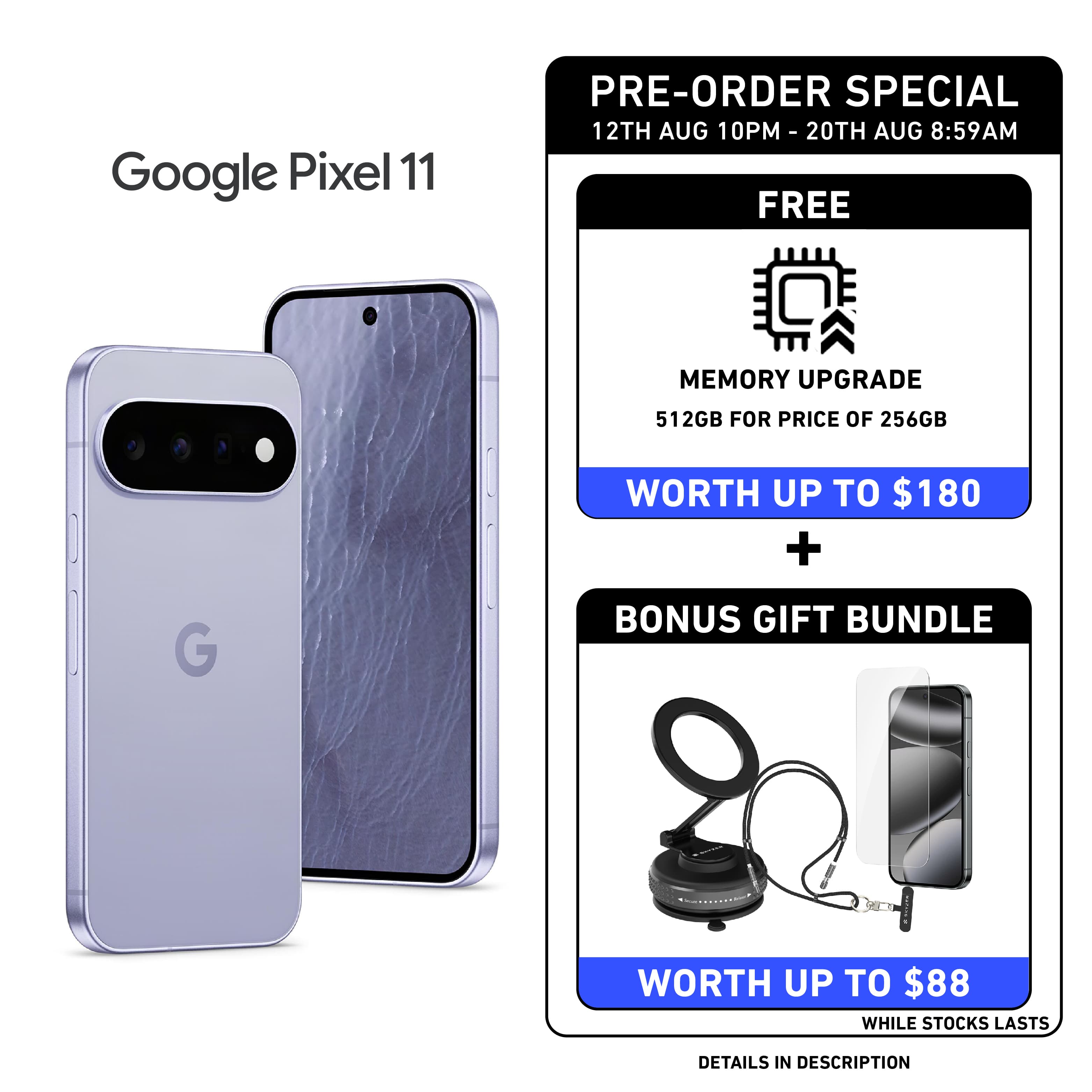 [PRE-ORDER] Google Pixel 11 Smartphone (Ships from 20th Aug)