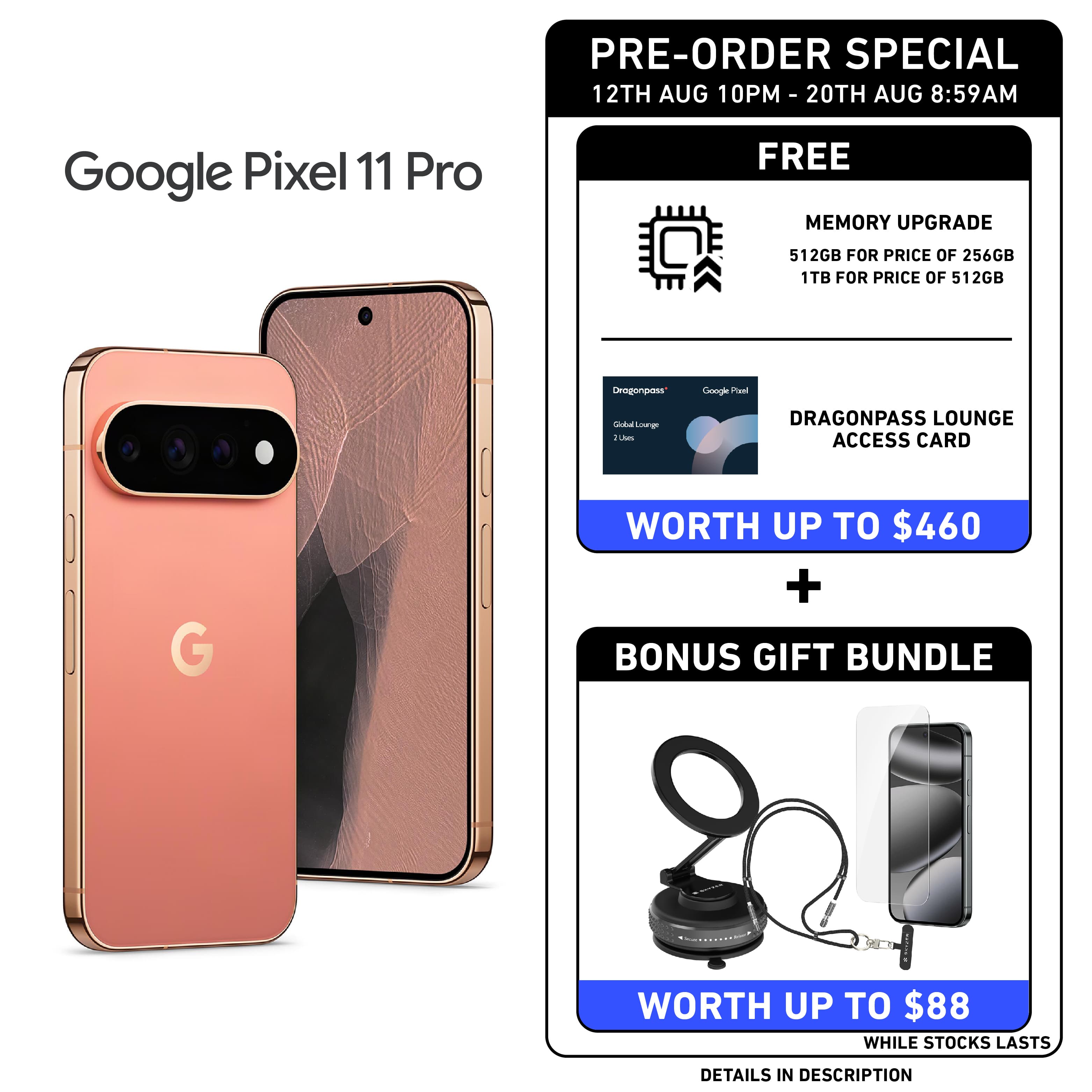 [PRE-ORDER] Google Pixel 11 Pro Smartphone (Ships from 20th Aug)