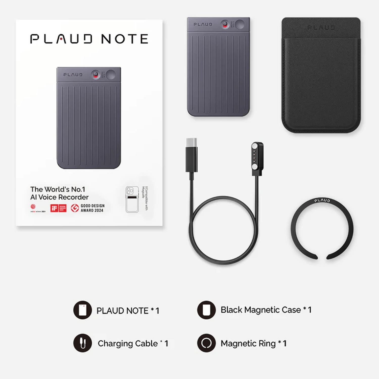 PLAUD.AI Plaud Note AI Voice Recorder with Black Magnetic Case