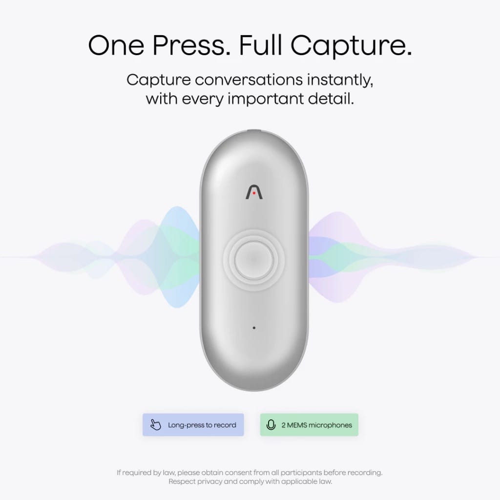 PLAUD.AI NotePin S Wearable AI Voice Recorder