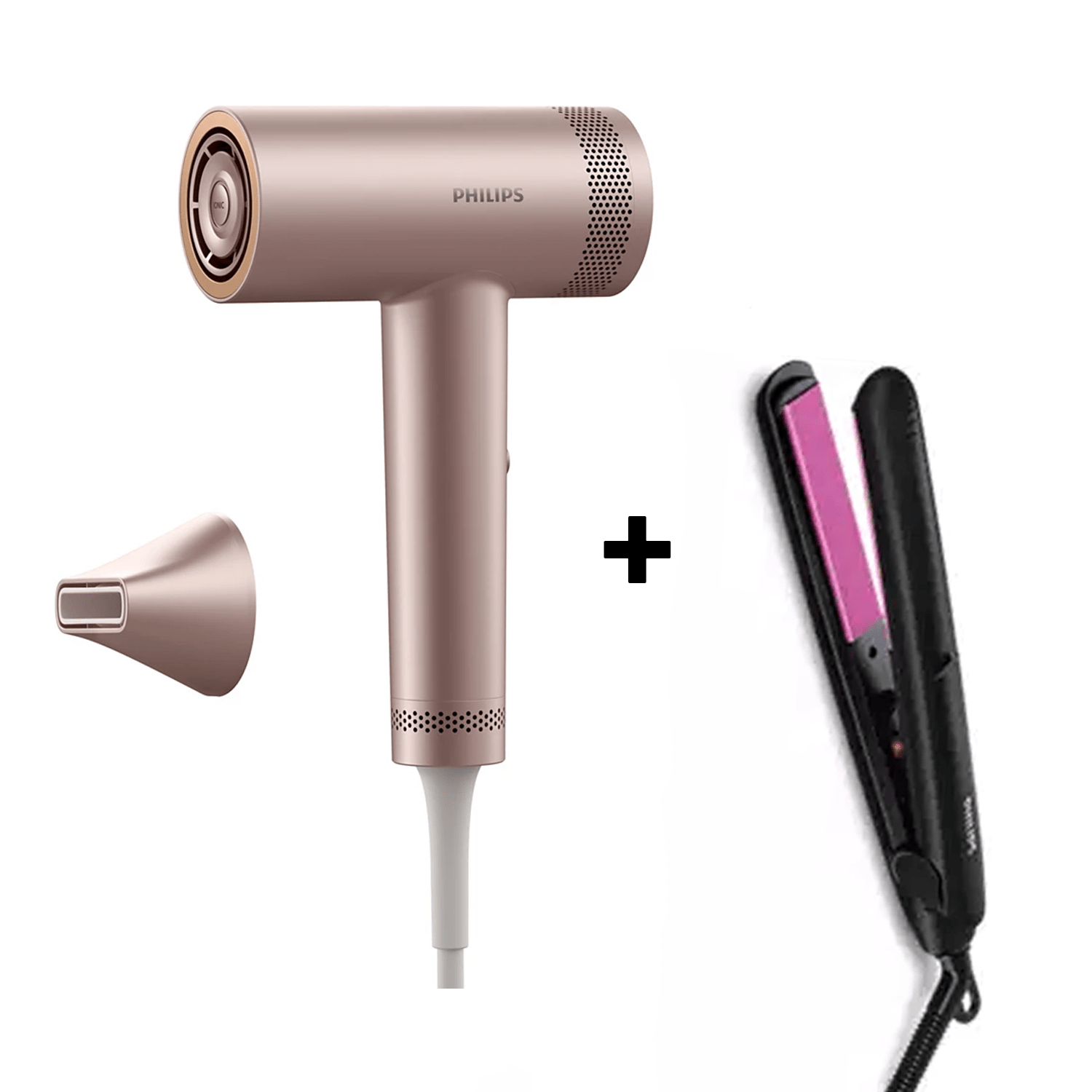 Philips BHD837/03 Hair Dryer 8000 Series with HP8401/00 StraightCare Essential Hair Straightener Bundle Set