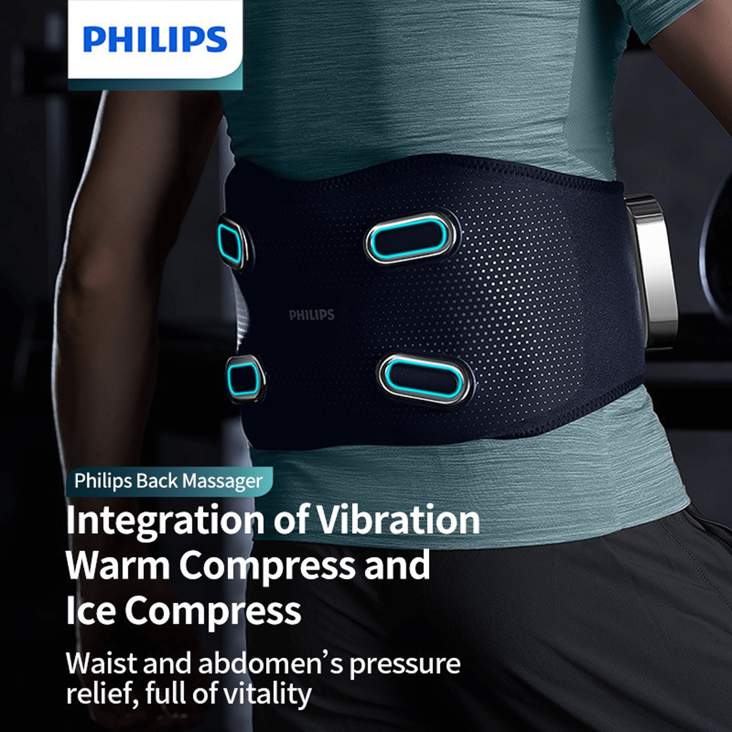 Philips PPM4721 Cordless Lower Back Massager with Soothing Heating & Ice Compress