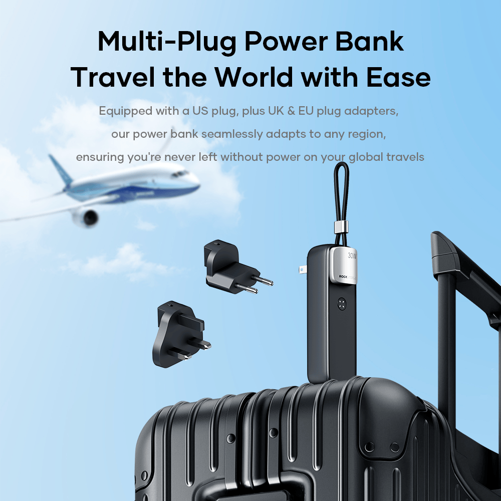 ROCK Portable 5,000 mAh Power Bank with GaN PD30W Wall Charger