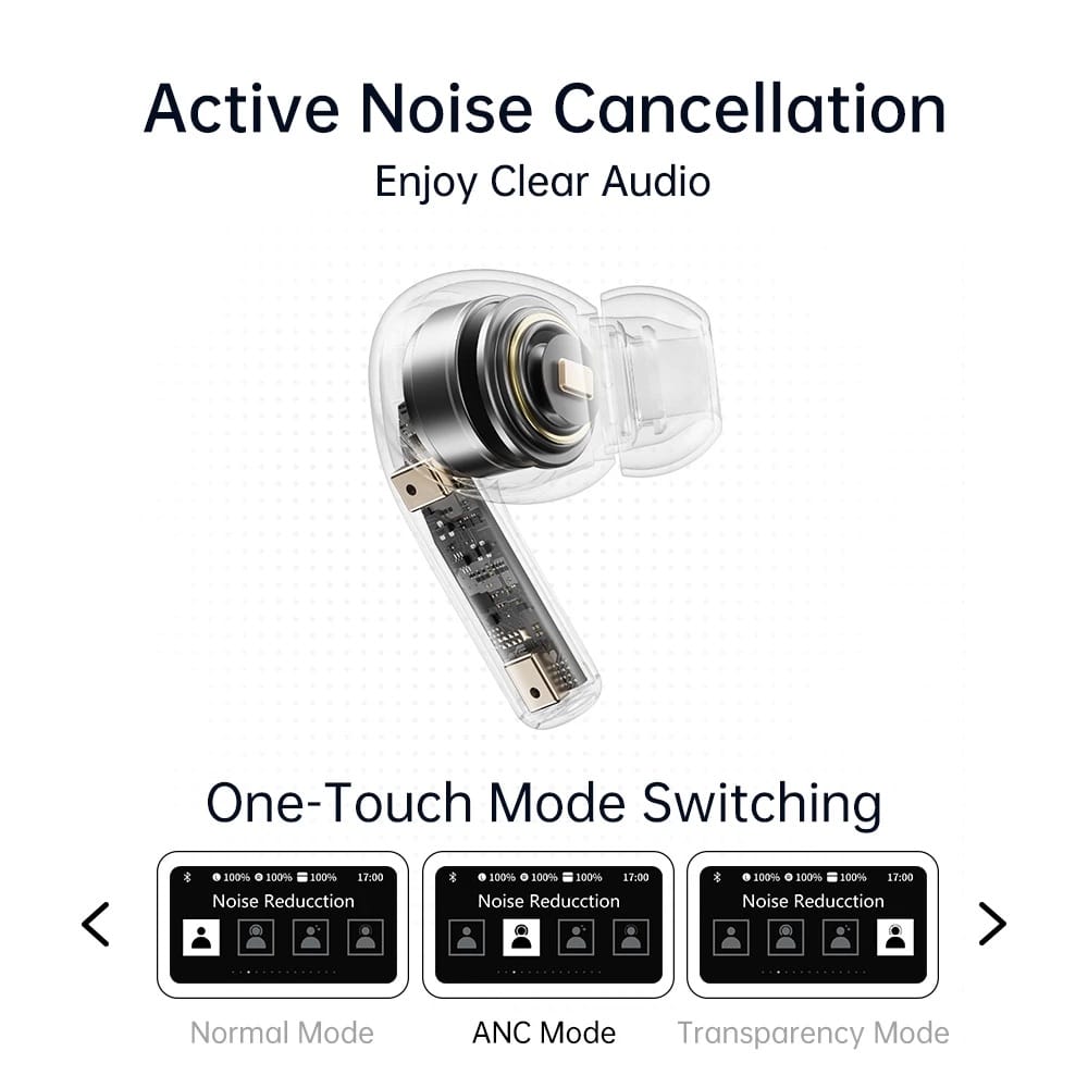 ROCK A5 Pro Smart Touch Screen ANC True Wireless Bluetooth Earphones