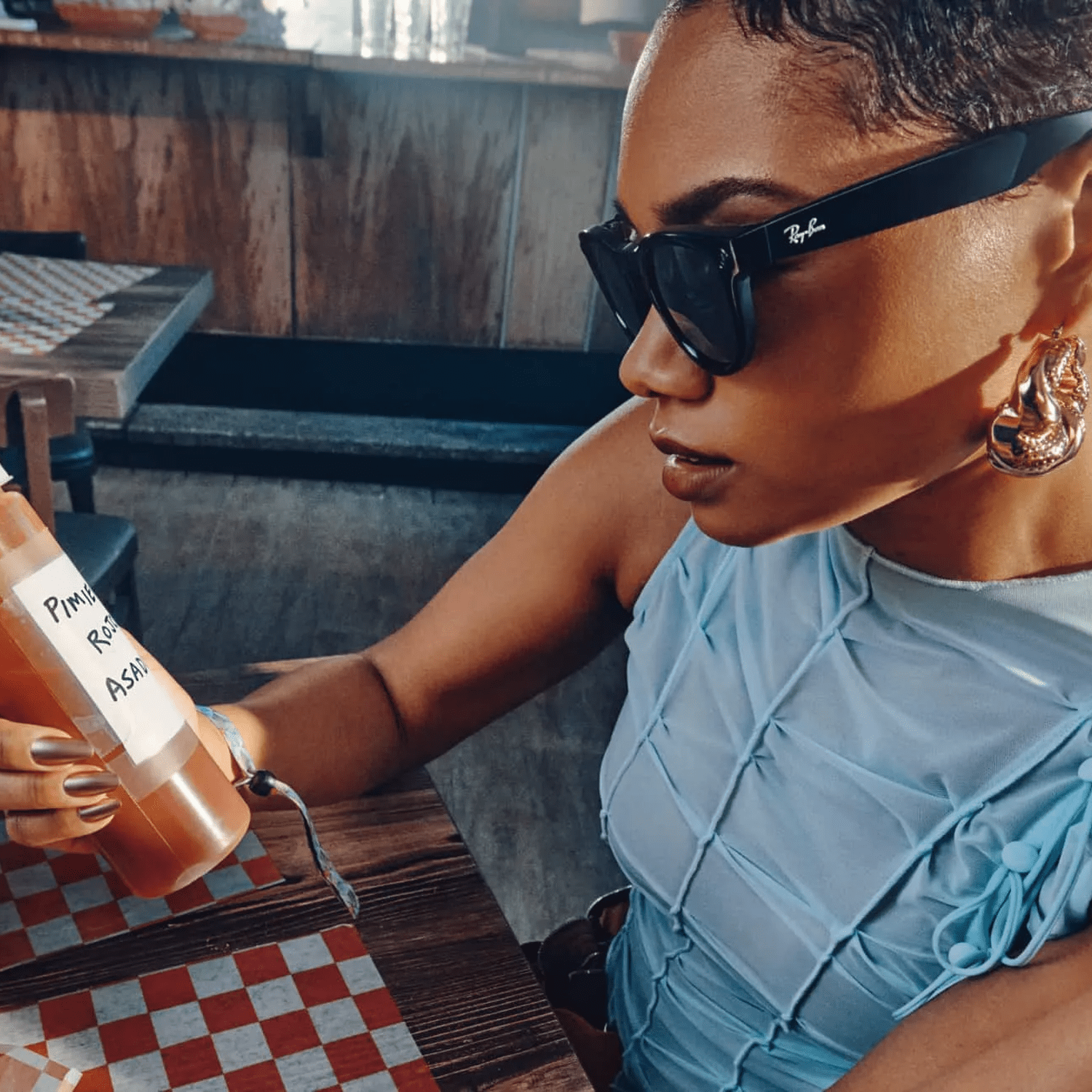 Ray-ban Meta Skyler Smart Glasses | Shiny Black Frame with Polarized Green Lens